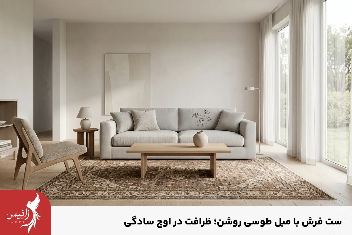فرش های مدرن انتخابی مناسب برای مبل طوسی روشن است.