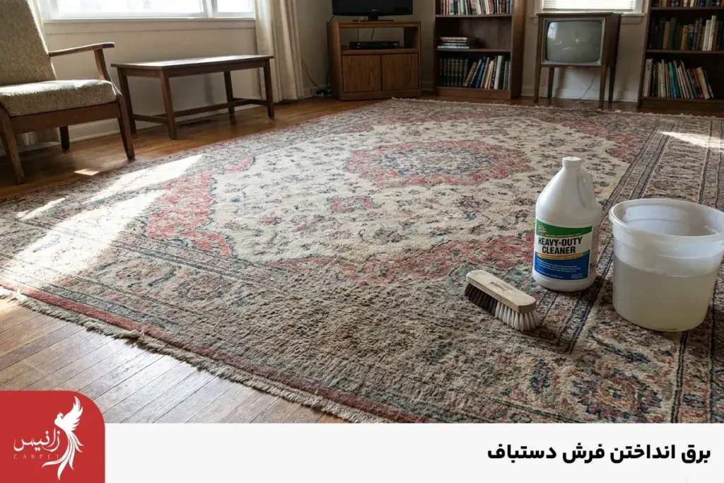 پیشنهاد میکنیم برای براق کردن فرش دستباف این کار را به قالیشویی های معتبر بسپارید.