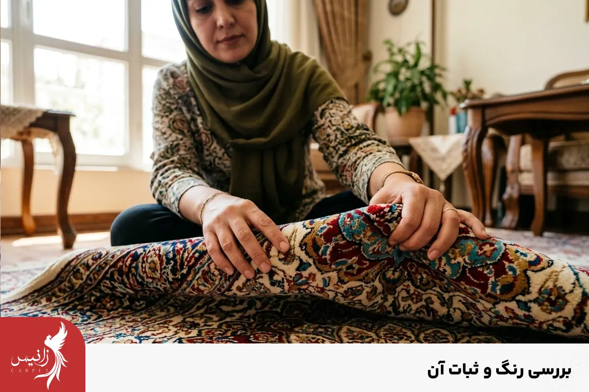 ثبات رنگی یک فرش بعد از شستشو مشخص میشود.