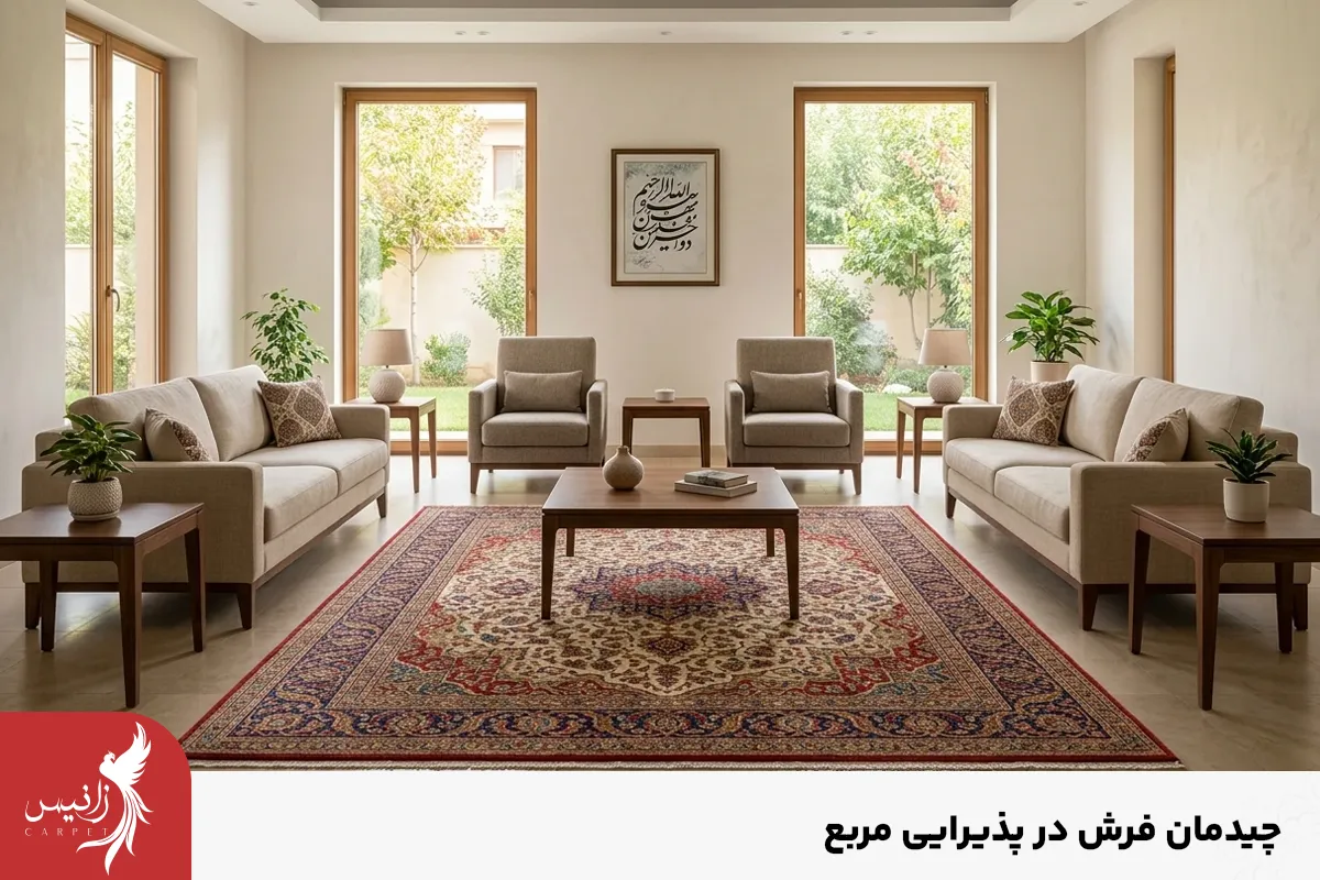 از دو نوع فرش مربعی و فرش مستطیلی میتوان در این پذیراییها استفاده کرد.