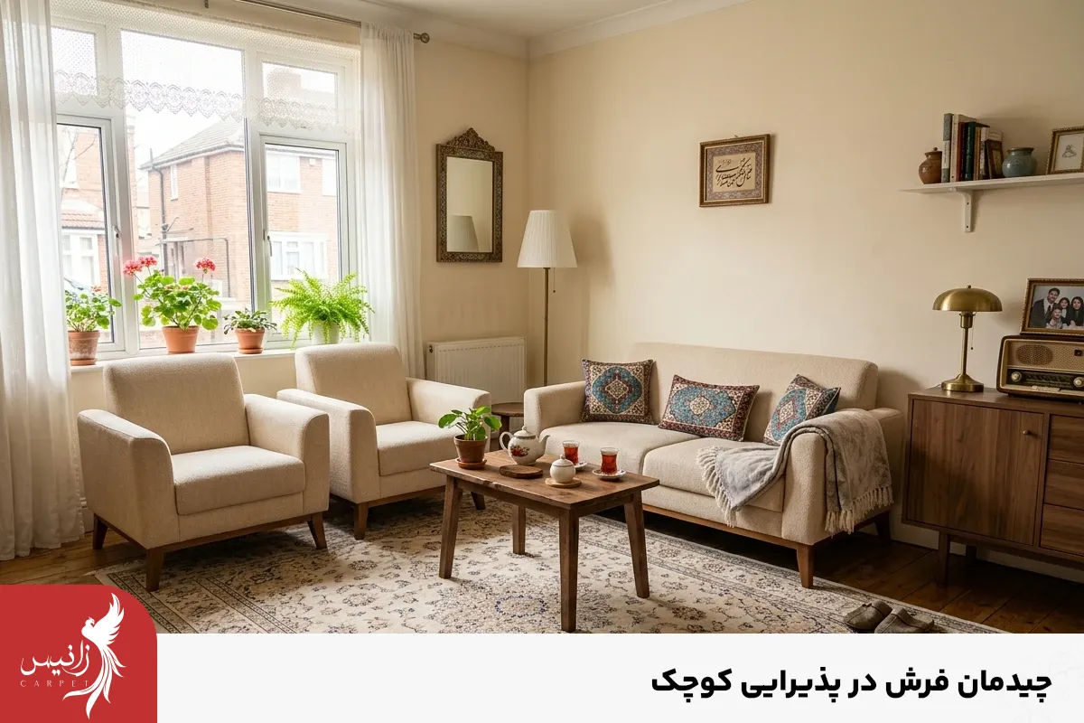 استفاده از فرش کوچک در پذیرایی های کوچک اشتباهی رایج است.
