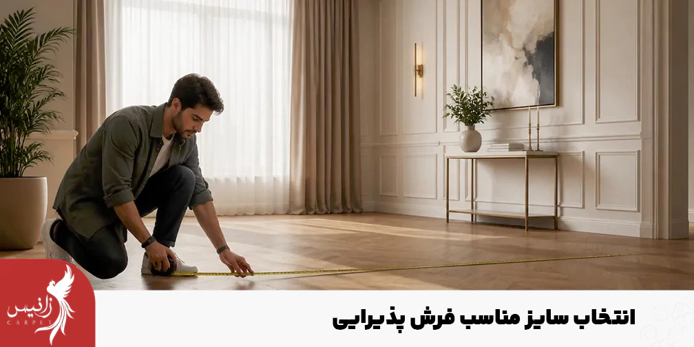 فرش های پذیرایی در ابعاد مختلفی از 6 متر تا 12 متر تولید می‌شوند.